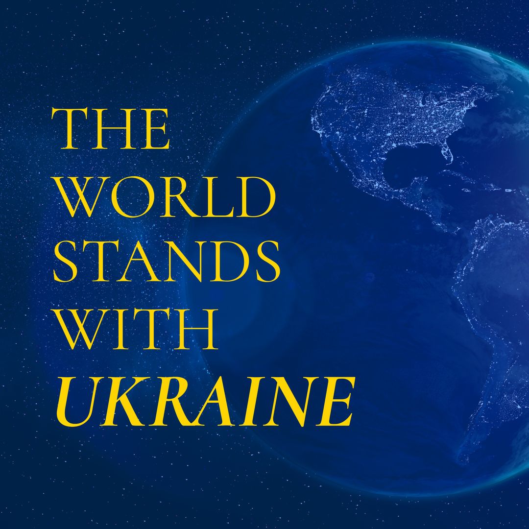 Support Ukraine Message on Planet Background