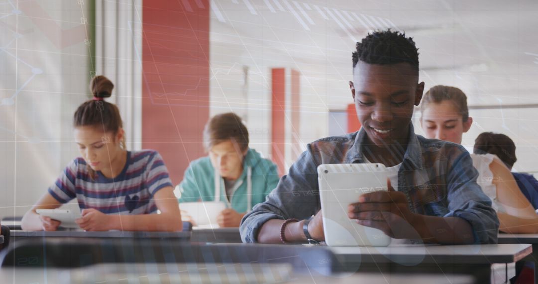 Students Engaging with Digital Learning in Classroom Education Setting