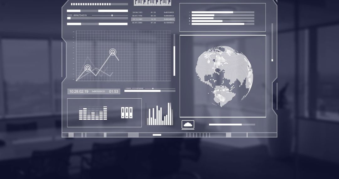 Digital Data Analytics Interface Display in Modern Office