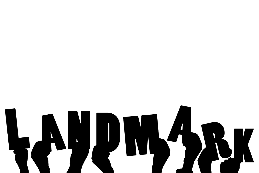 Hands Showing Landmark Text on Transparent Background