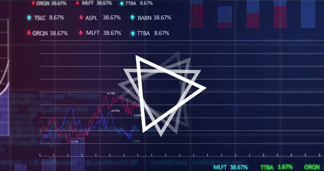 Abstract Triangular Shape over Stock Market Data Visualization