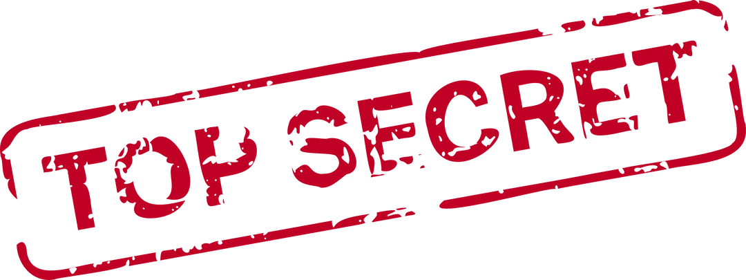 Distressed Transparent Top Secret Stamp on Clear Background