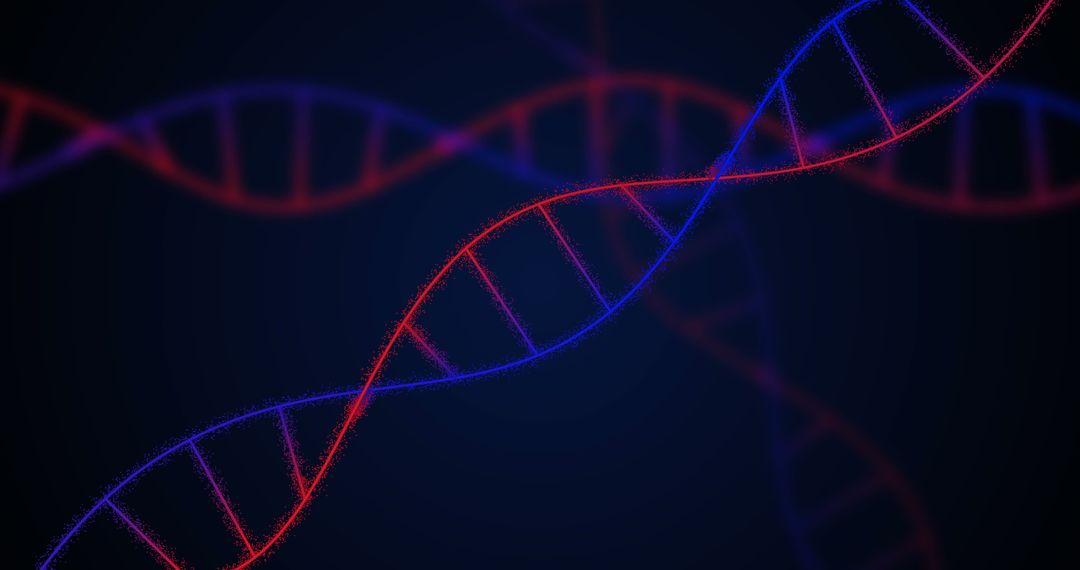 Futuristic DNA Strands on Blue Background for Biotech Concept