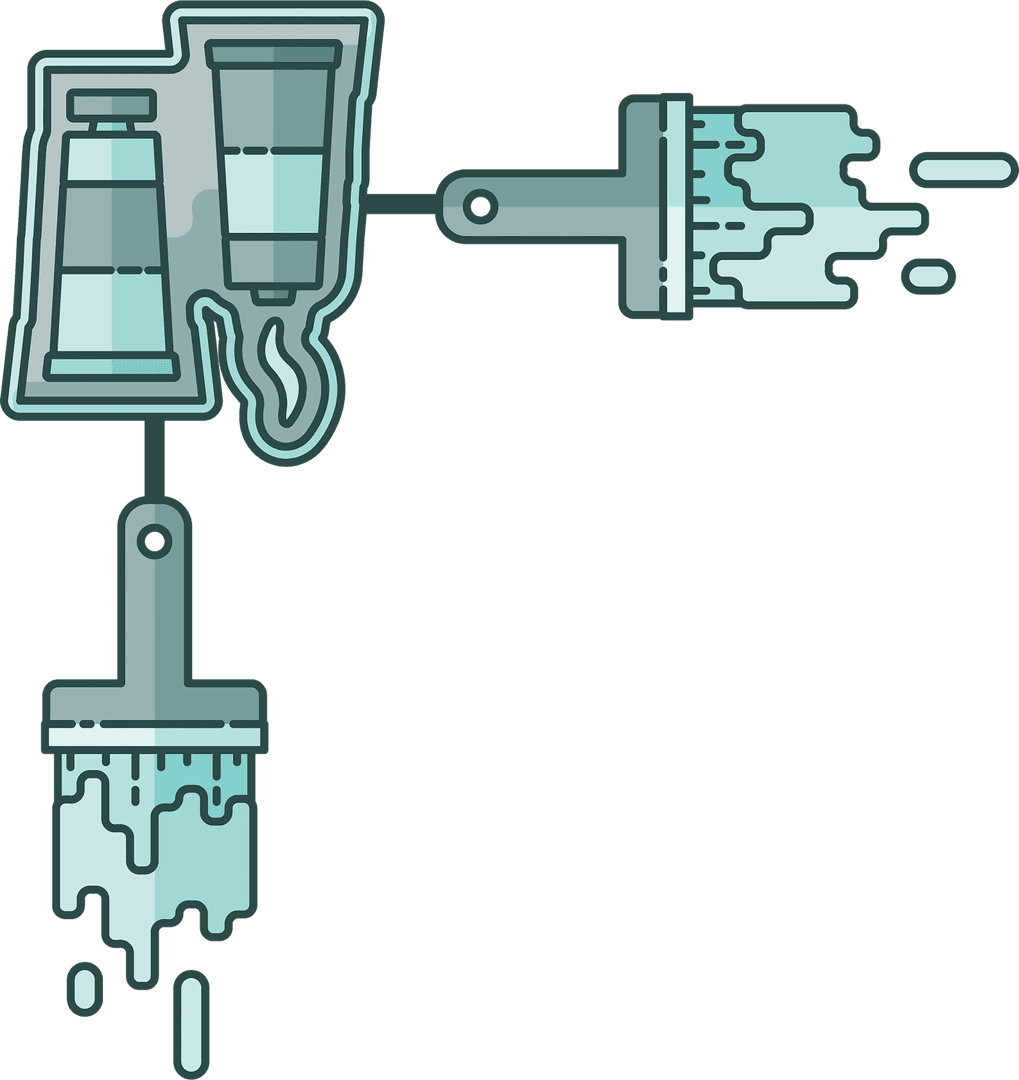 Transparent Illustration of Brushes and Paints Explores Art Creativity