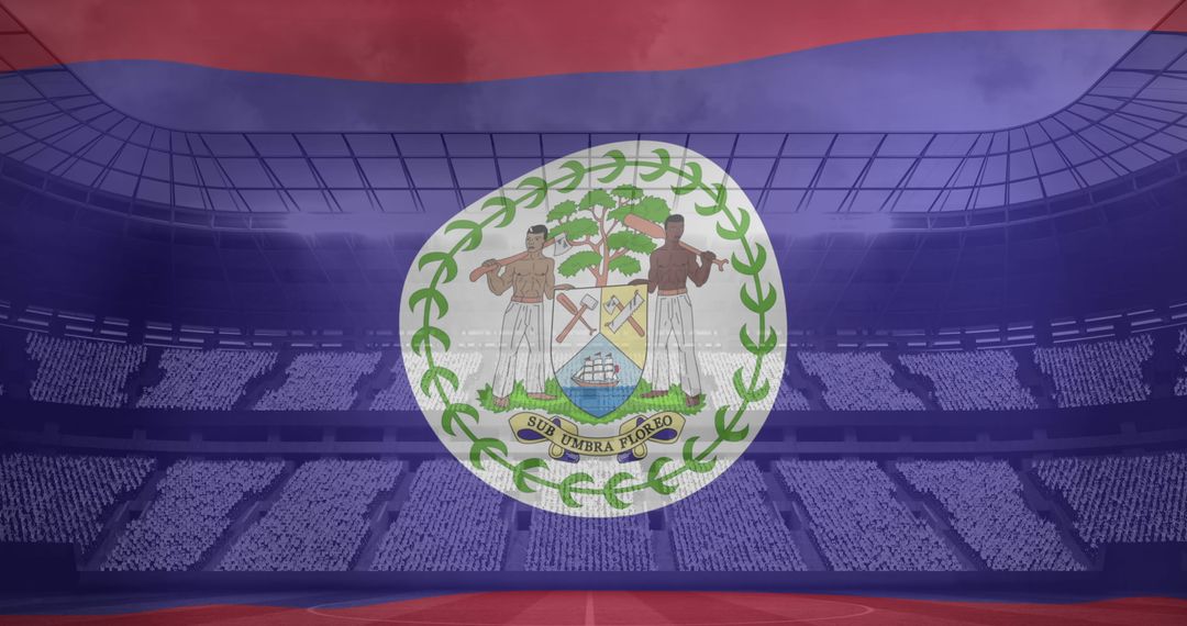 Belizean Flag Overlay on Stadium Background - Free Images, Stock Photos and Pictures on Pikwizard.com