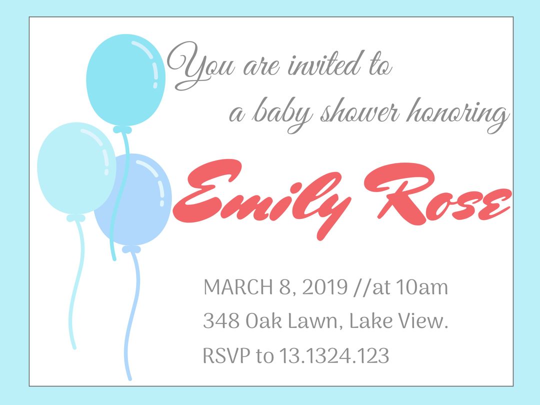 Elegant Baby Shower Invitation with Pastel Balloons