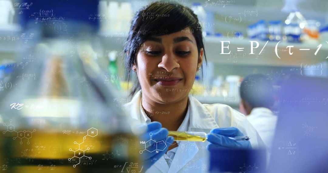 Female Scientist Analyzing Chemical Samples in Laboratory