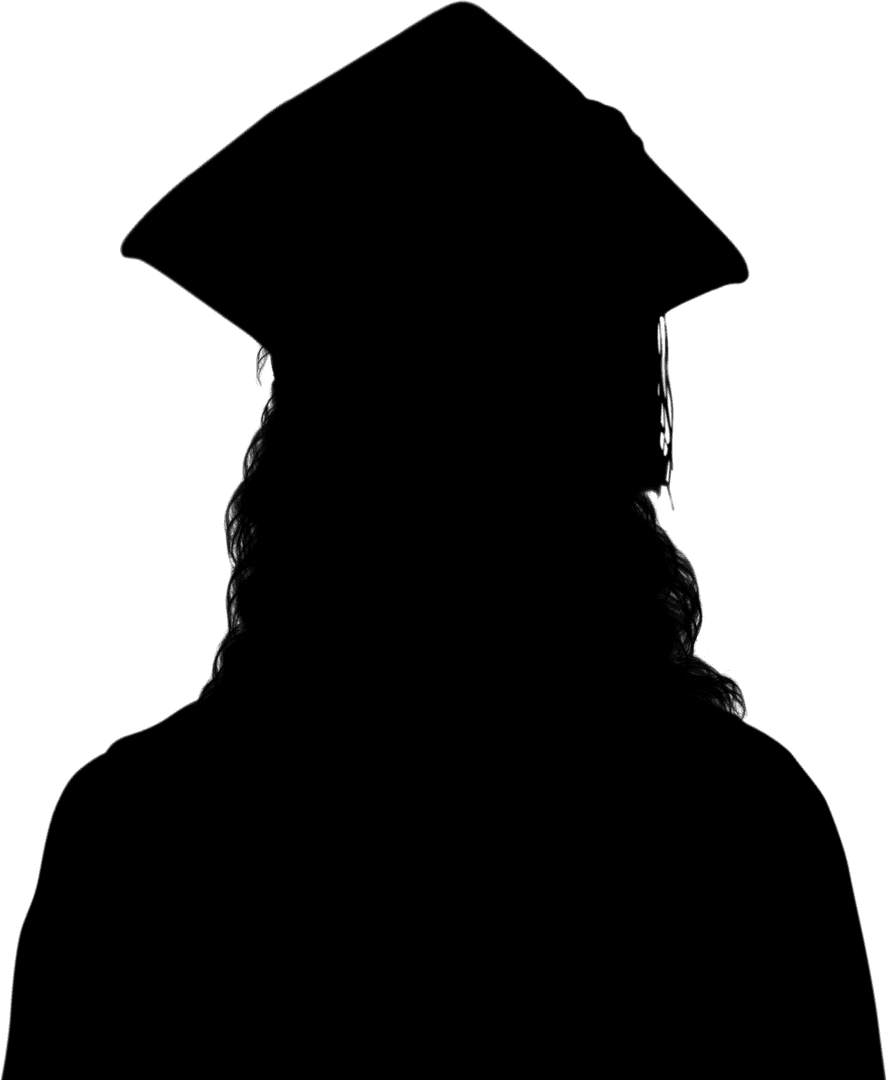 Silhouette of Graduate in Gown Transparent Background