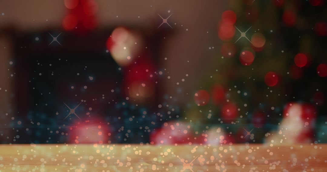 Festive Christmas Tree and Decor with Abstract Bokeh and Lights