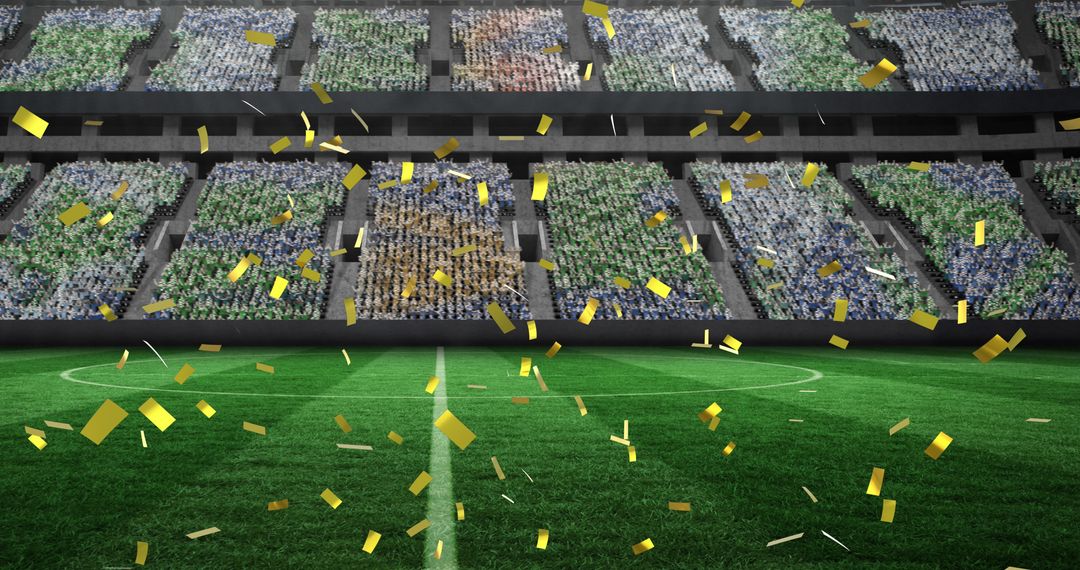 Golden Confetti Falling Over Spacious Stadium