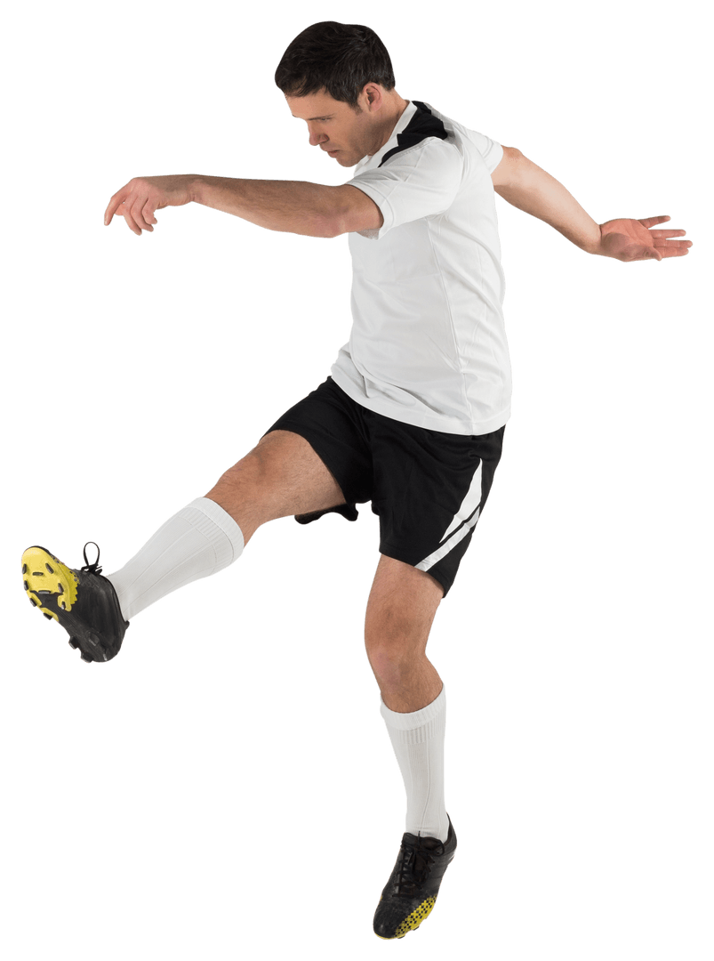 Dynamic Football Player in Action with Transparent Background