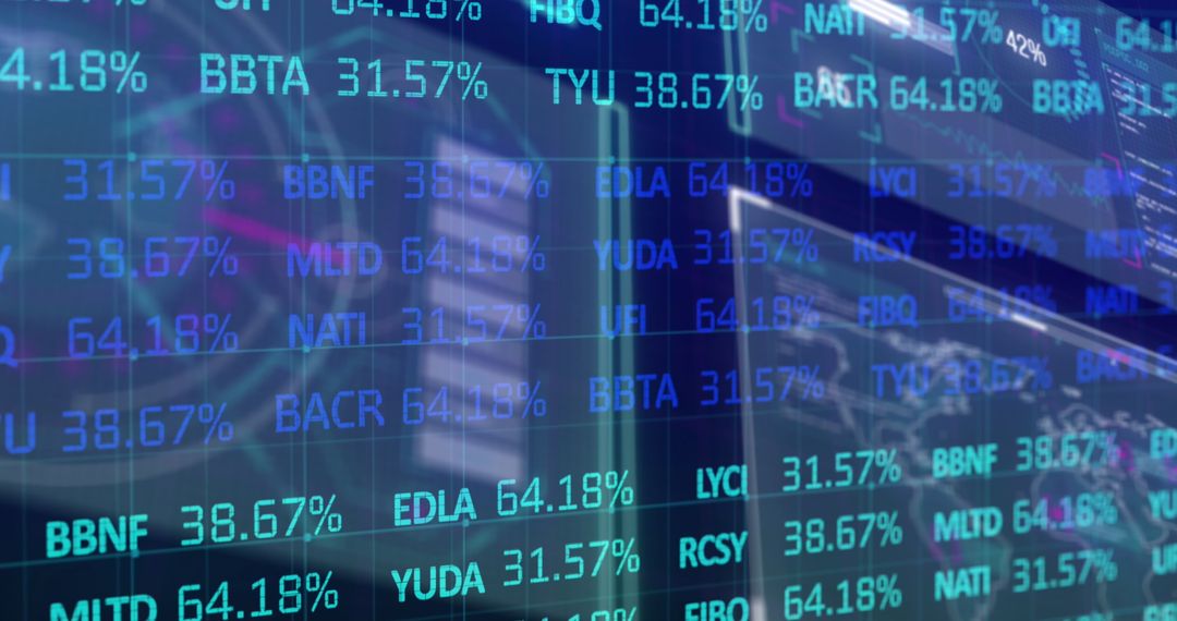 Digital Screen with Financial Data and Trends Analysis