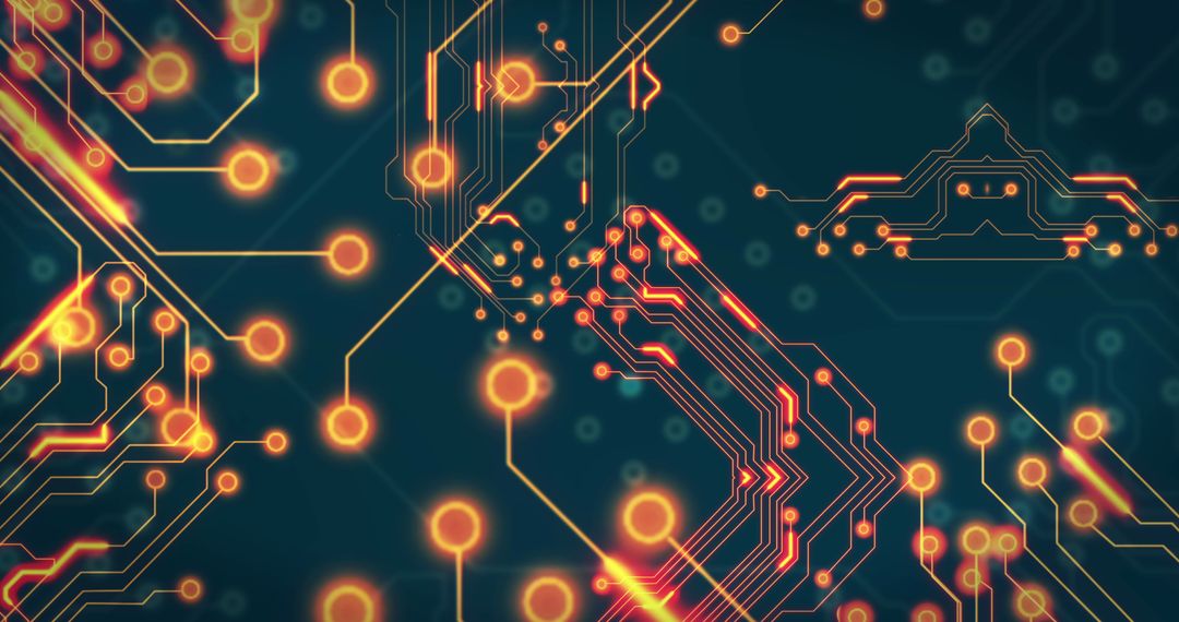 Glowing Circuit Network on Dark Background