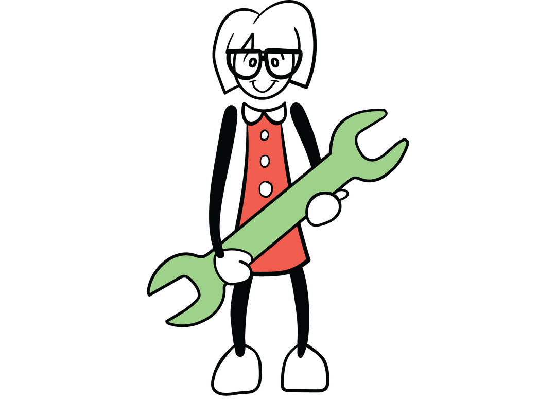 Vector Illustration Woman Holding Wrench Transparent Background