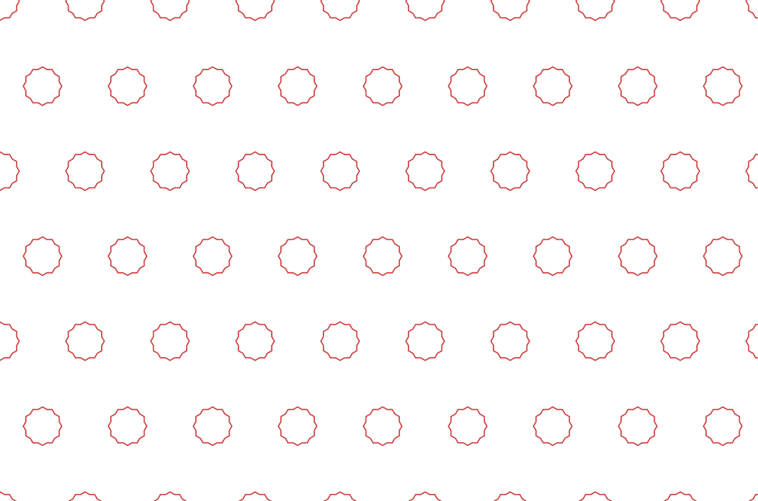 Red circular star pattern on transparent background
