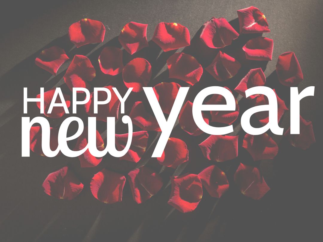 New Year Celebration with Vibrant Rose Petals