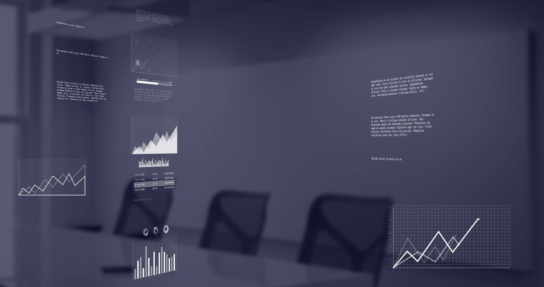 Digital Financial Data Overlaid in Modern Office Space