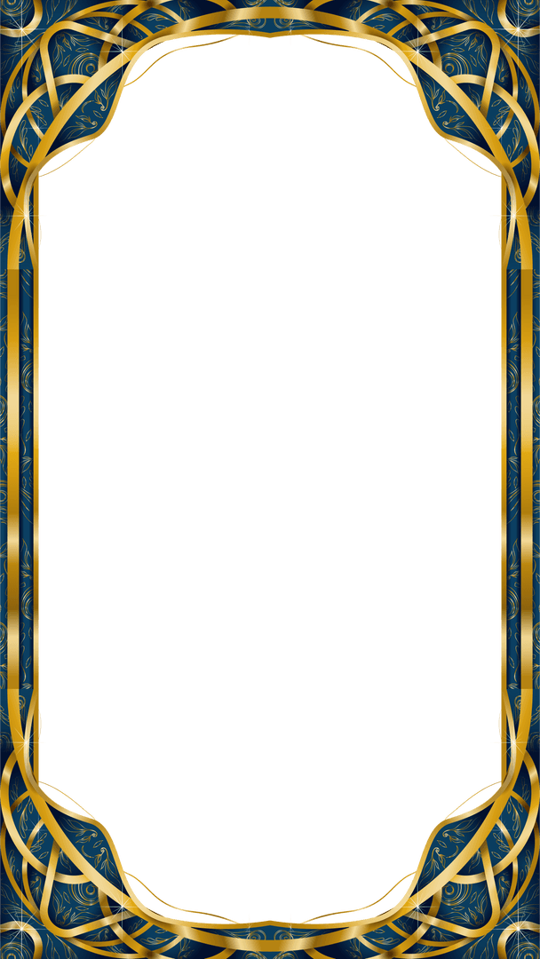 Ornate Gold and Blue Frame with Transparent Background