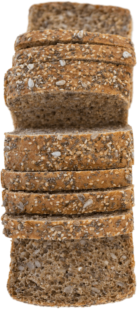 Sliced Whole Grain Bread on Transparent Background