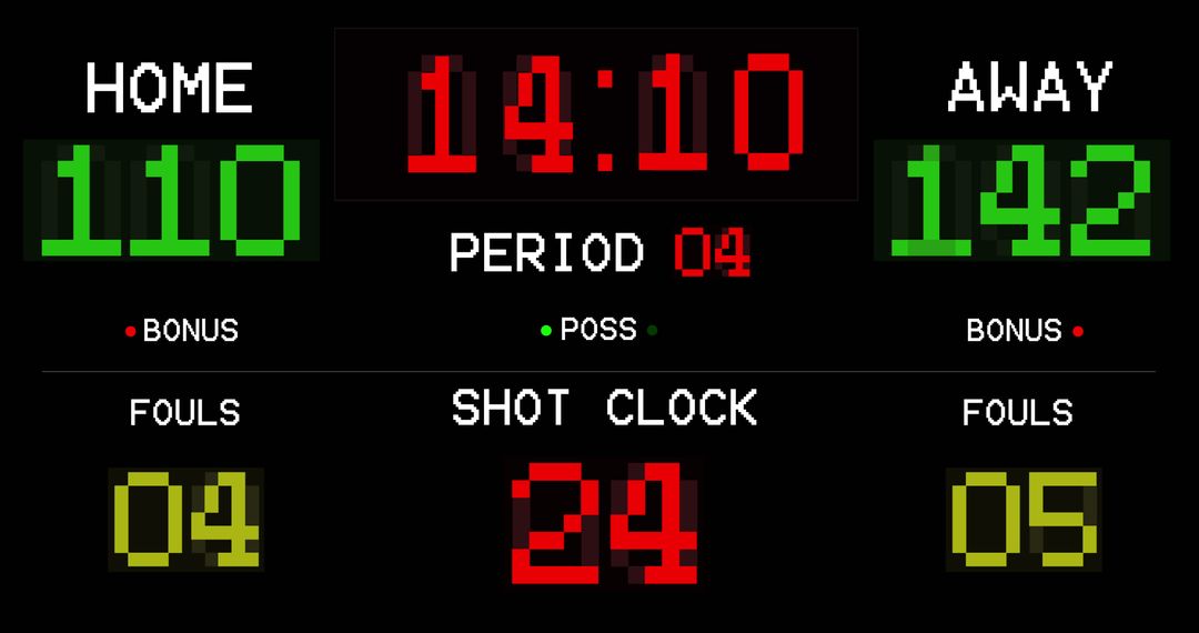 Digital Sports Scoreboard Display with Game Statistics