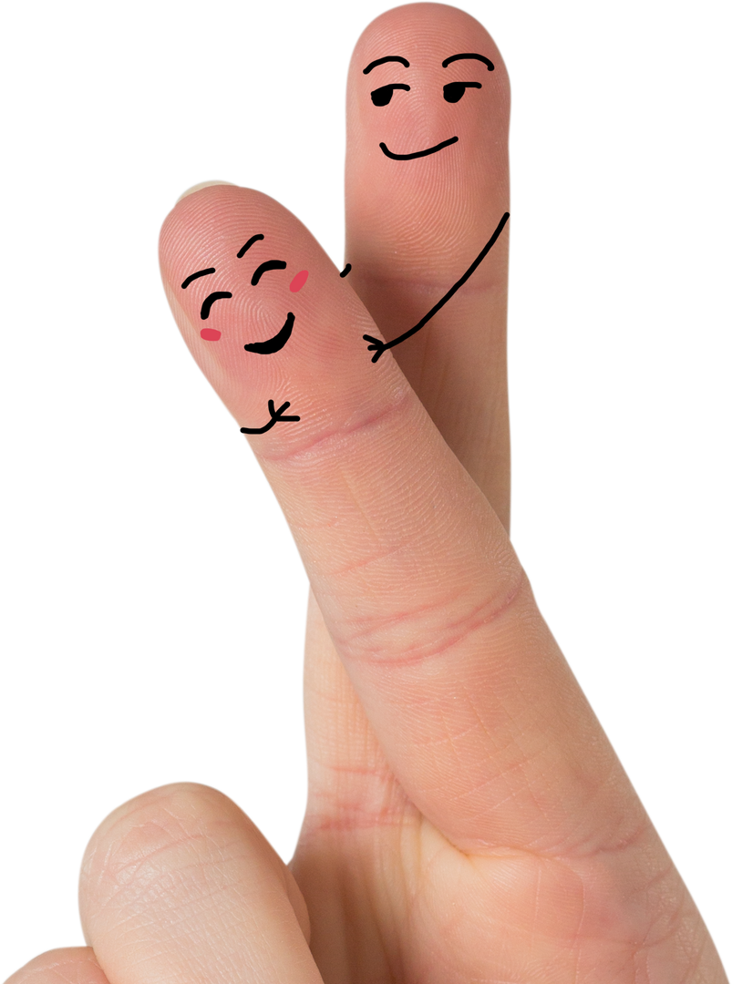 Close-up of Fingers with Romantic Face Illustrations Transparent Background - Download Free Stock Images Pikwizard.com