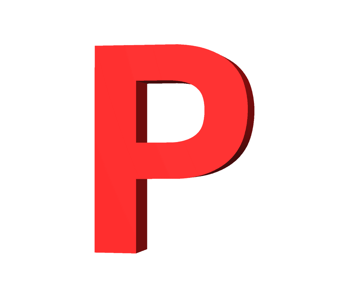 Red Letter P on Transparent Background for Typography and Design
