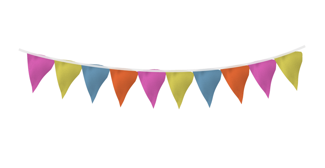 Colorful Party Flags on Transparent Background for Celebrations