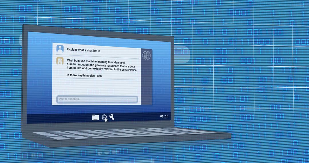 Conversational Chatbot Interface on Laptop Screen for Modern Communication