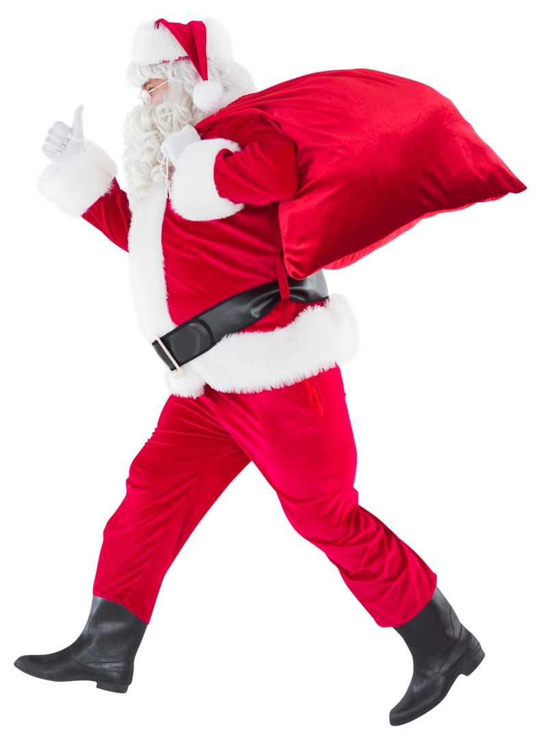 Transparent Santa Claus Giving Thumbs Up with Red Sack Over Shoulder - Download Free Stock Images Pikwizard.com