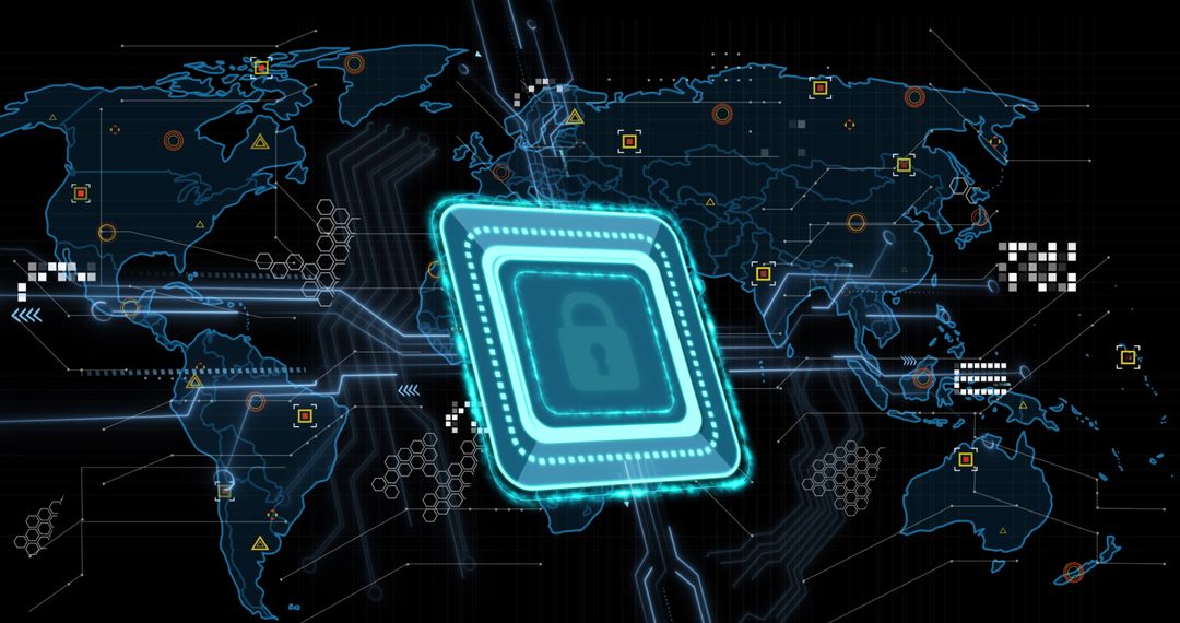 Global Cybersecurity Concept with Digital Padlock