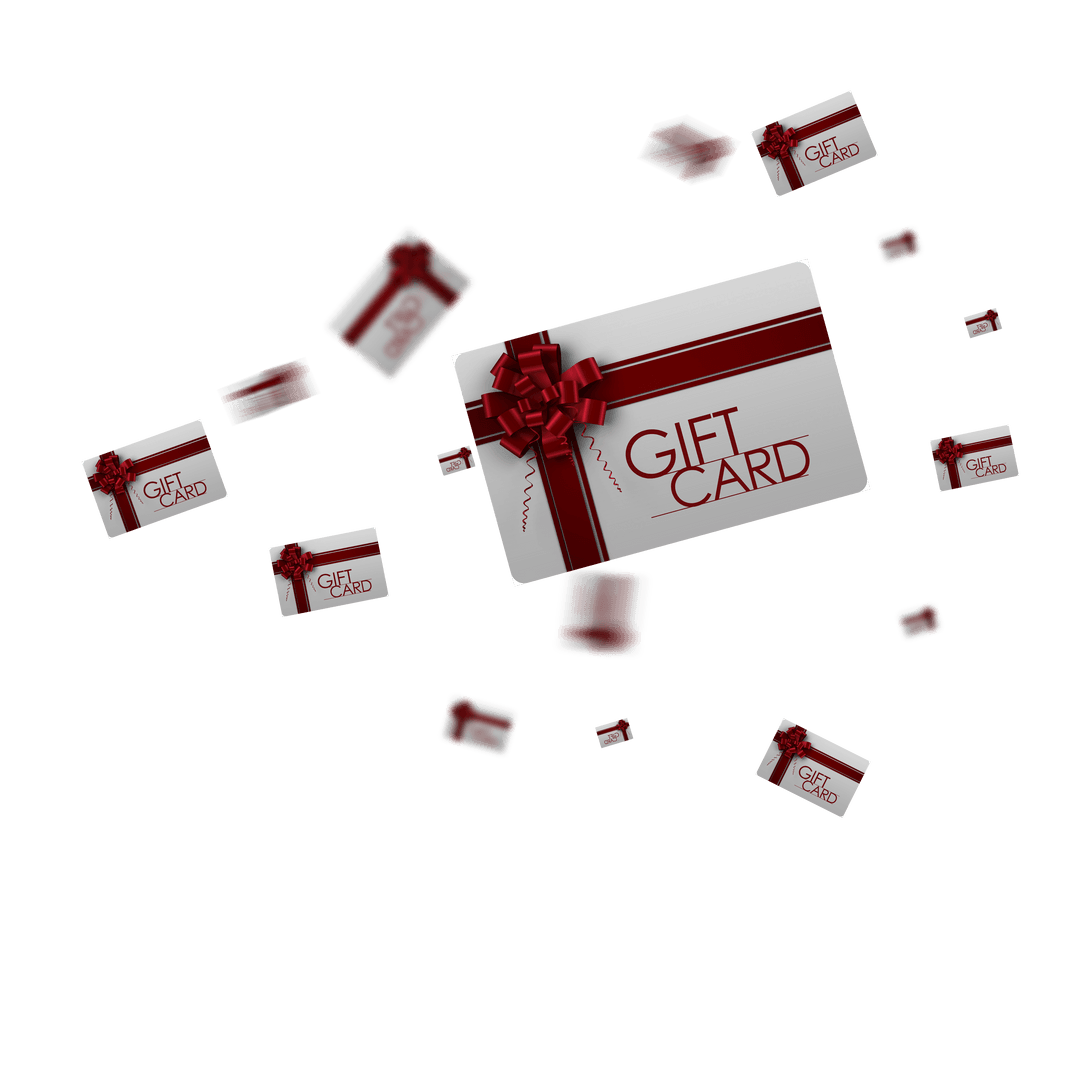 Digital Gift Card with Red Ribbon on Transparent Background