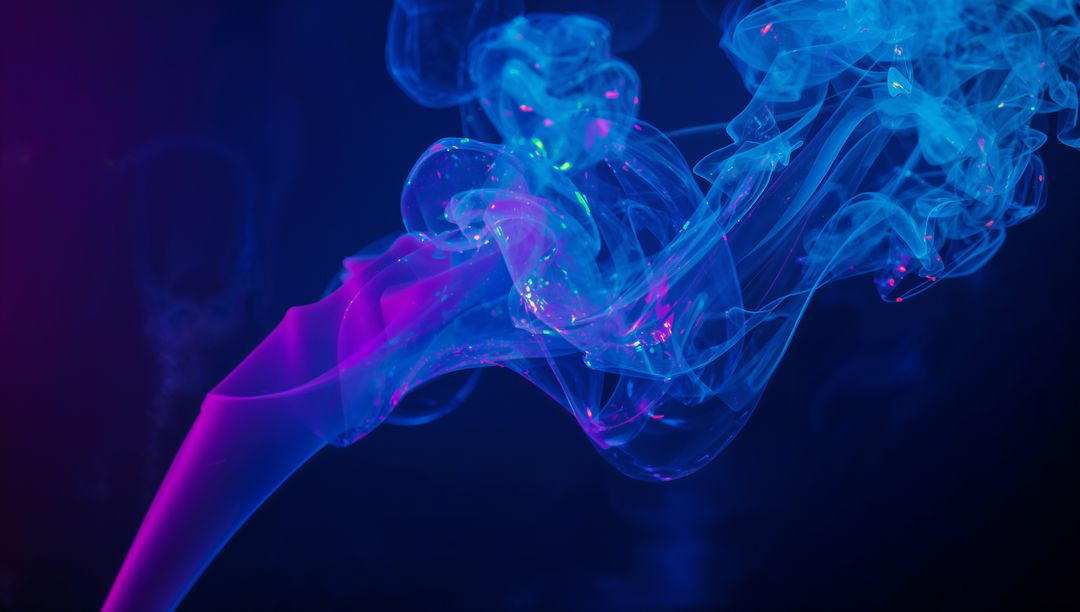Dynamic Neon Smoke with Vibrant Twists on Dark Background
