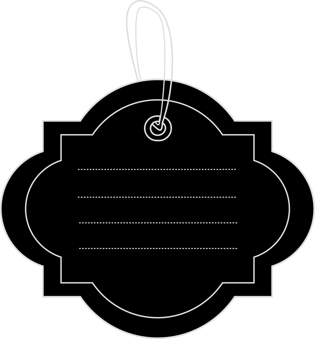 Blank Gift Tag with String on Transparent Background