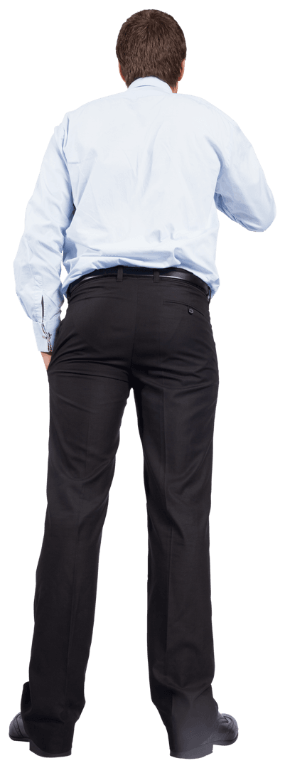 Transparent Back View of Businessman Standing Professionally