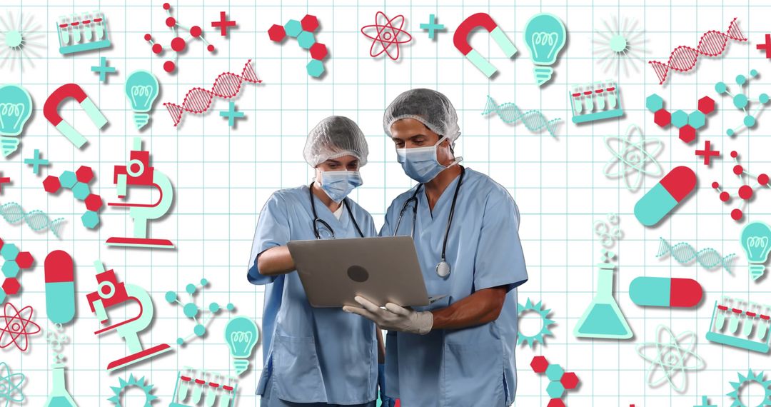 Medical Professionals Using Laptop for Collaborative Research