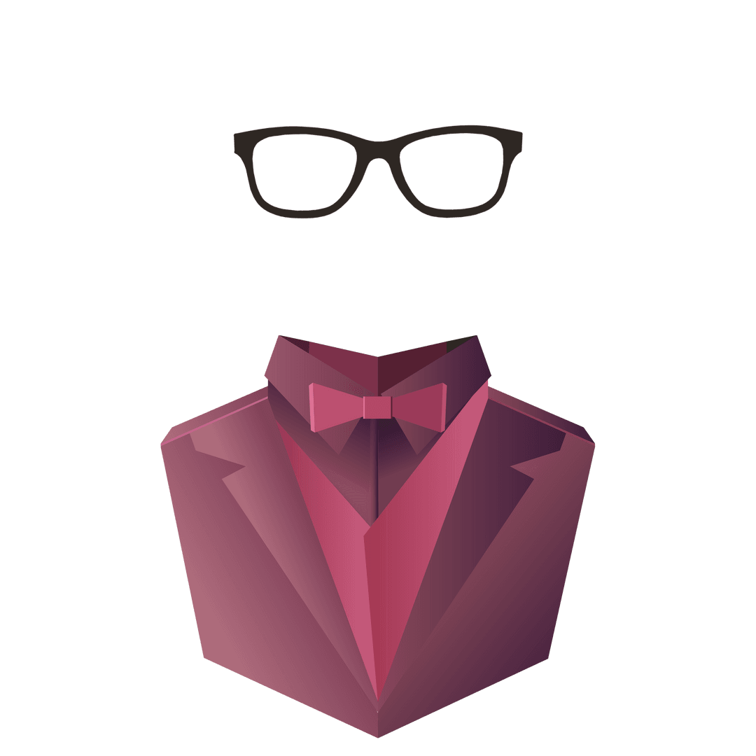 Transparent Fashion Design Illustration of Glasses and Suit