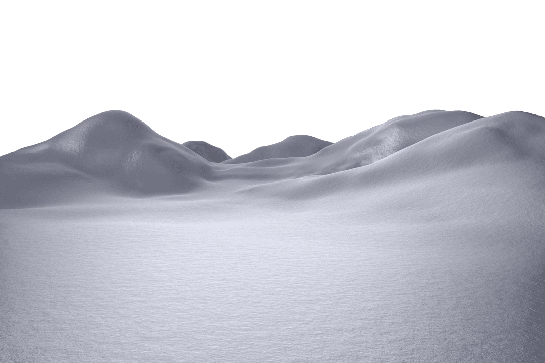 Snow-Covered Hills with Transparent Background for Winter Designs