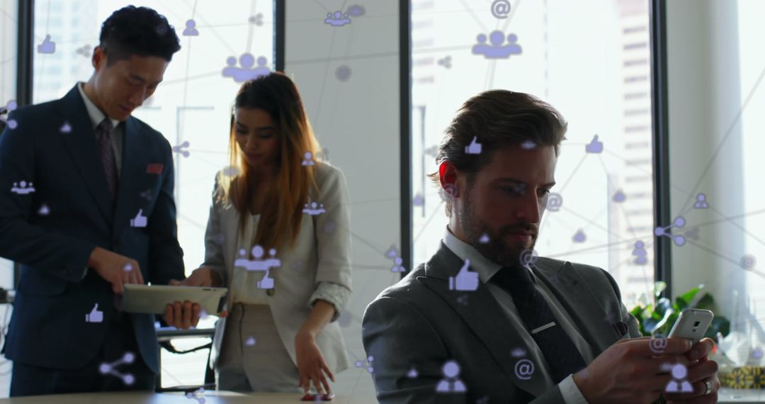 Digital Networking with Business Professionals in Office Setting