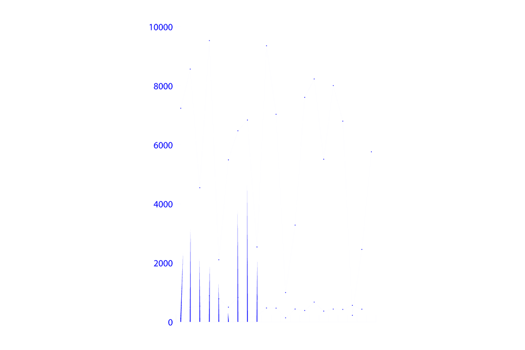 Dynamic blue data diagram with transparent background