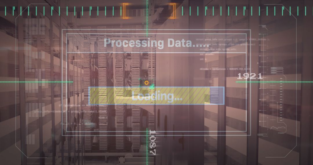 Futuristic Digital Data Processing Interface Overlay