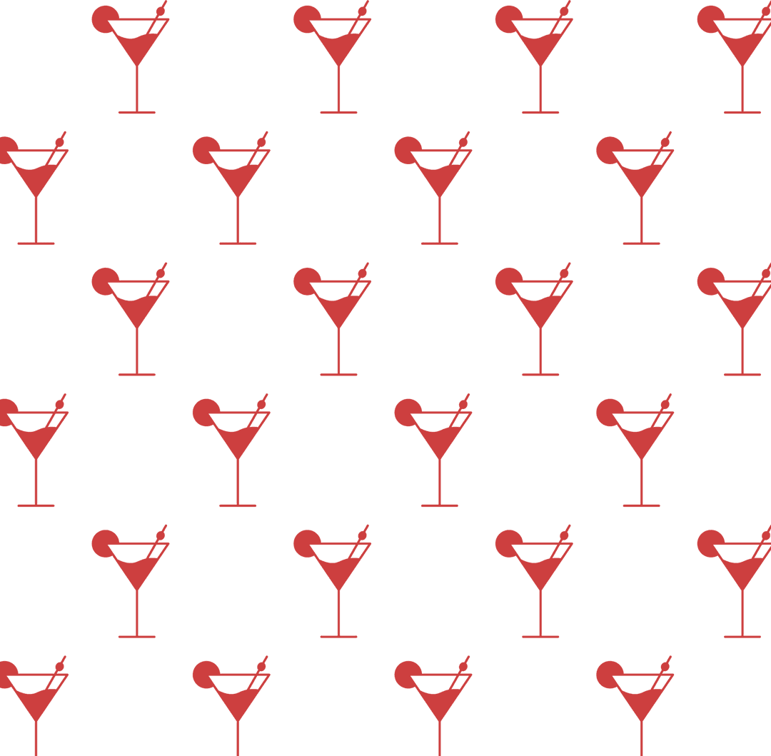 Red Cocktails Pattern on Transparent Background for Party Design