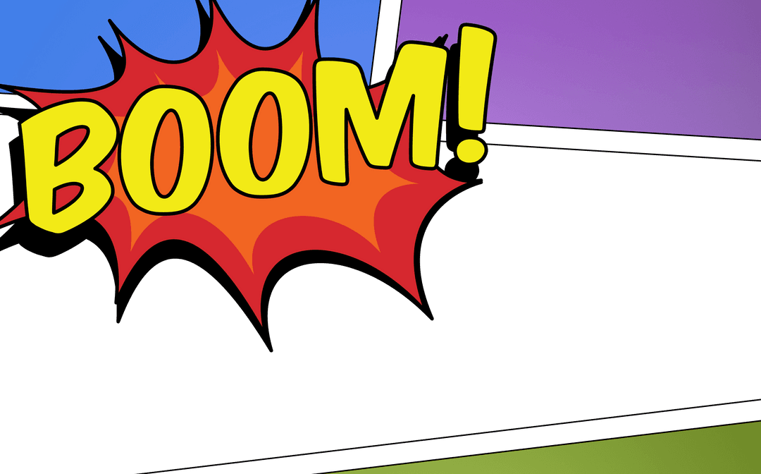 Colorful Comic Boom Explosion on Transparent Background