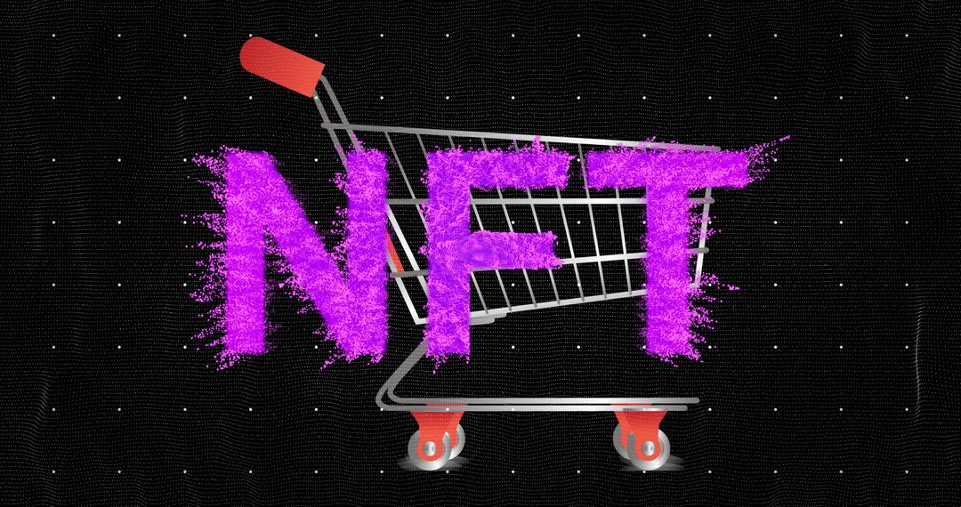 NFT Concept Art with Shopping Cart and Digital Elements