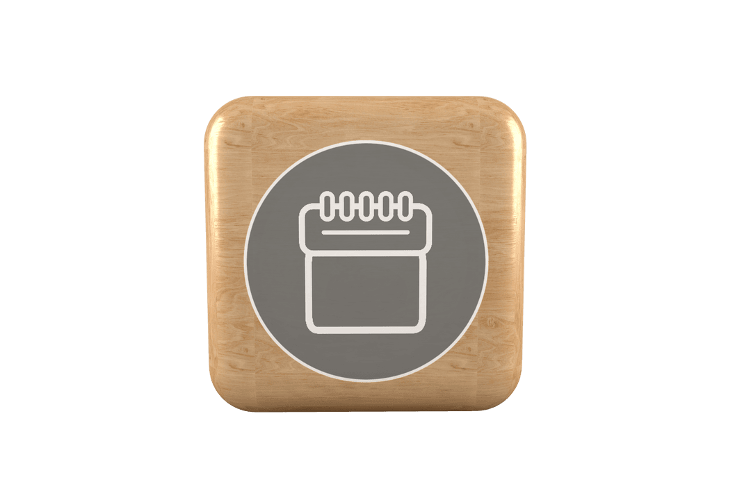 Transparent Wooden Block with Gray Icon Illustration