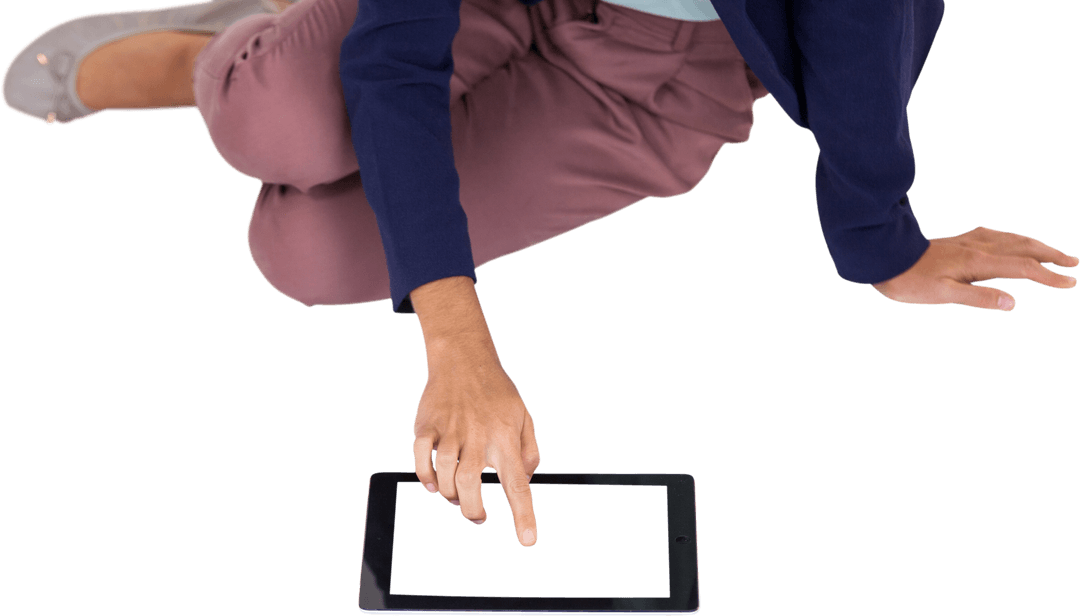 Businesswoman Using Tablet with Transparent Background