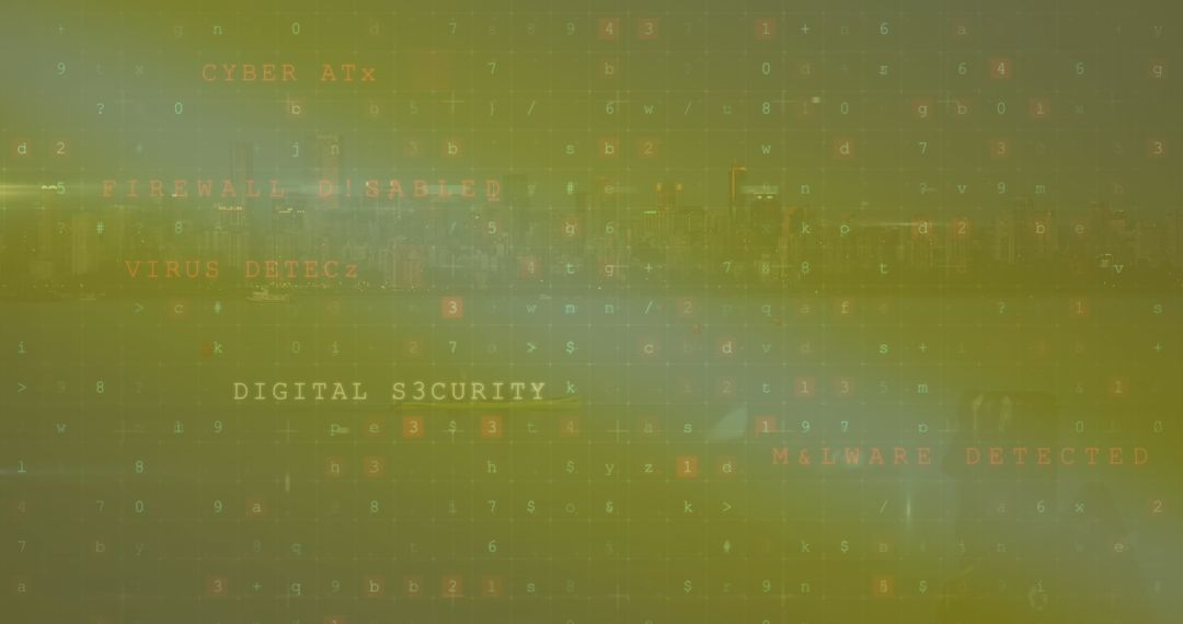 Cybersecurity Alert Concept with DigitalSecurity Overlay on Cityscape