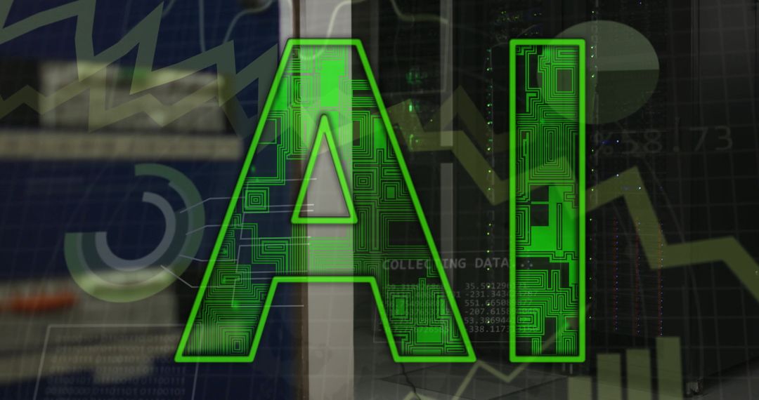 AI Technology Overlapping Data Servers and Digital Network