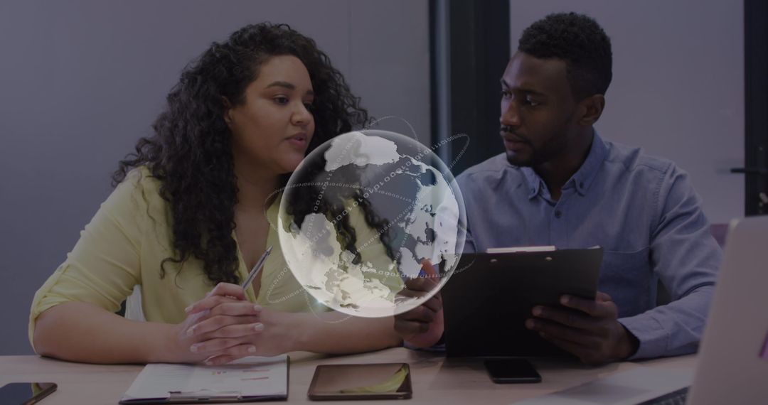 Digital Globe and Diverse Colleagues Collaborating in Office