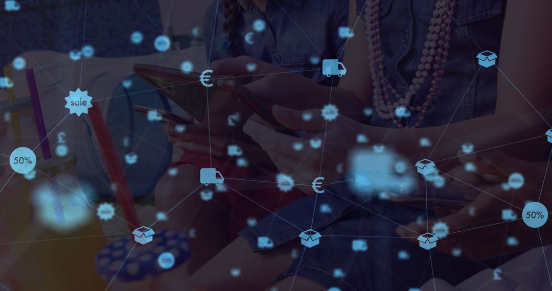 Global Networking Concept with Digital Commerce Icons