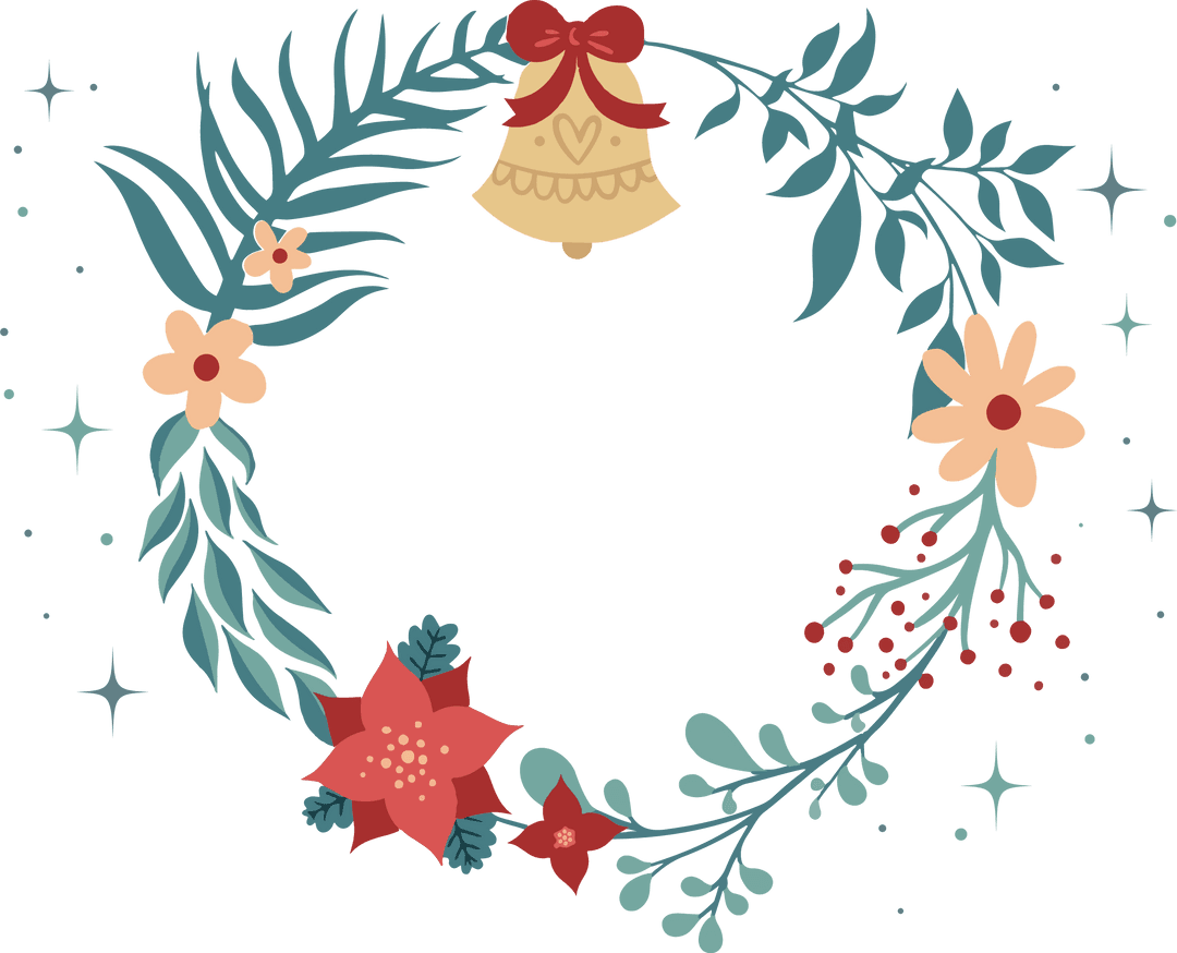 Elegant Decorative Wreath with Festive Details on Transparent